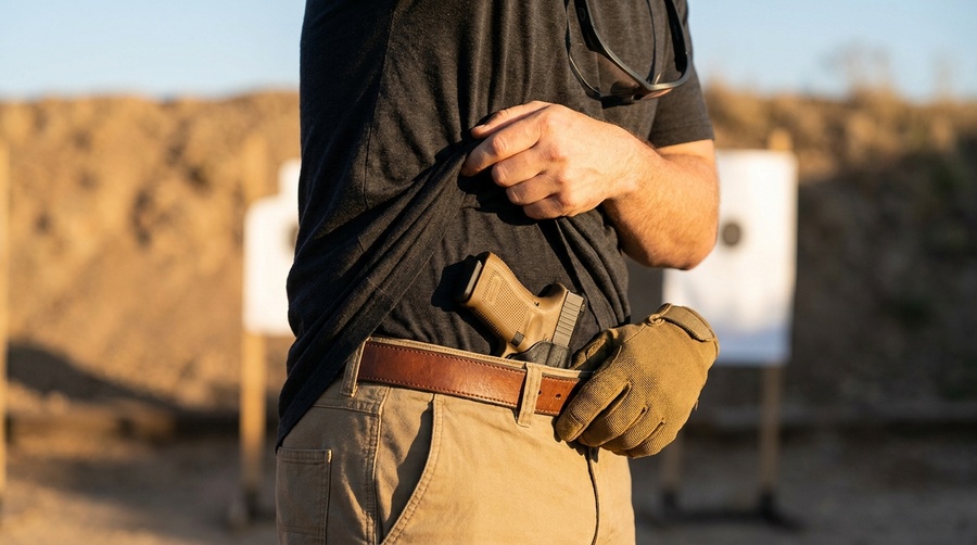 Sweeping a cover garment to draw from an inside-the-waistband holster